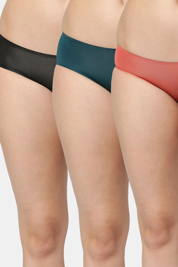 Buy Red Rose Medium Rise Full Coverage Hipster Panty (Pack of 3) - Multicolor